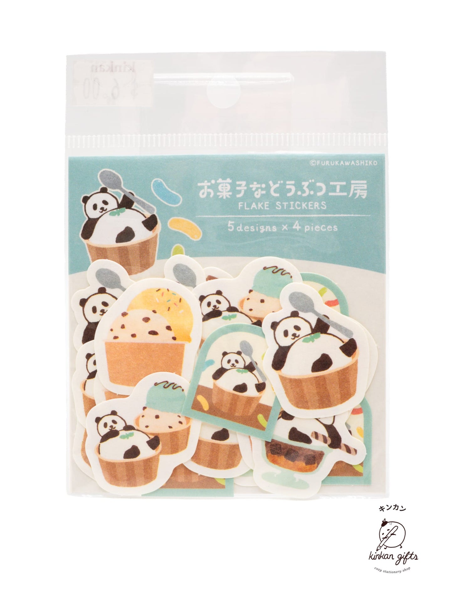 FURUKAWASHIKO Mamari Panda Furukawa Shiko - Sweet Animal Studio - Washi Flake Stickers