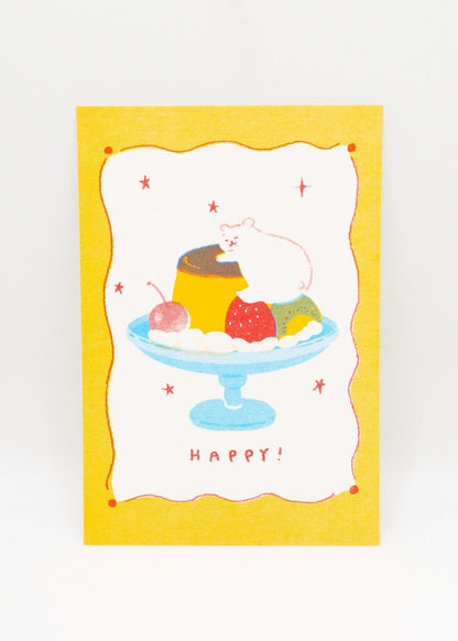 FURUKAWASHIKO Polar Bear Flan Furukawa Shiko x Jam Retro Printed Postcard - Cream Animals Series