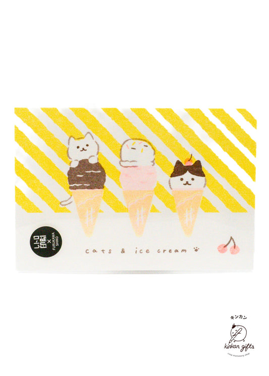 FURUKAWASHIKO Post Cards Furukawashiko Retro Postcard - Ice Cream & Cat