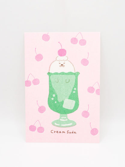 FURUKAWASHIKO Seal Cream Soda Furukawa Shiko x Jam Retro Printed Postcard - Cream Animals Series