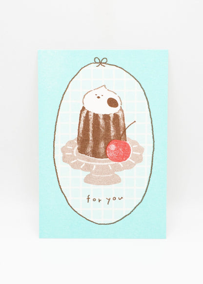 FURUKAWASHIKO Snow Bird Pudding Furukawa Shiko x Jam Retro Printed Postcard - Cream Animals Series