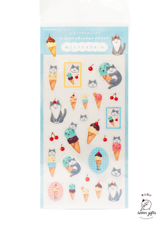 FURUKAWASHIKO Sticker Sheet Furukawashiko Sticker Sheet - Cat & Ice Cream