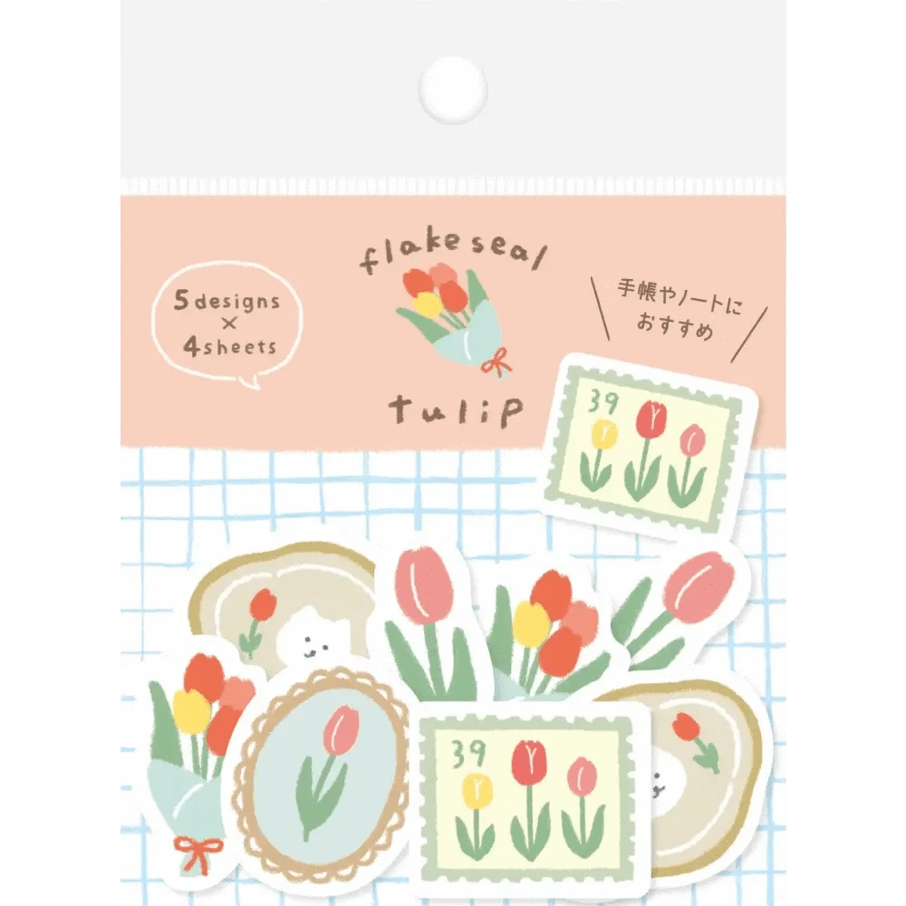 FURUKAWASHIKO Washi Stickers 4 sheets of each of 5 patterns, total 20 sheets Tulips Washi Flake Stickers