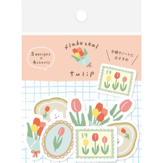 FURUKAWASHIKO Washi Stickers 4 sheets of each of 5 patterns, total 20 sheets Tulips Washi Flake Stickers