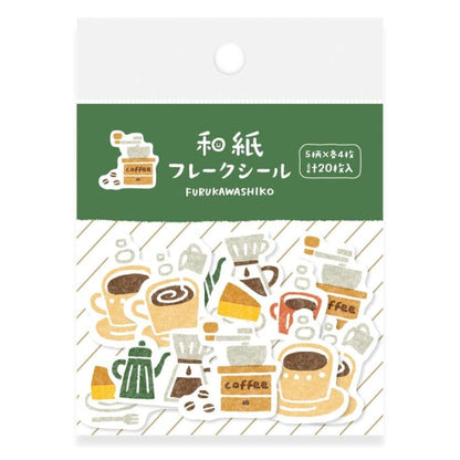 FURUKAWASHIKO Washi Stickers Coffee Furuwashiko Washi Flake Stickers - Things