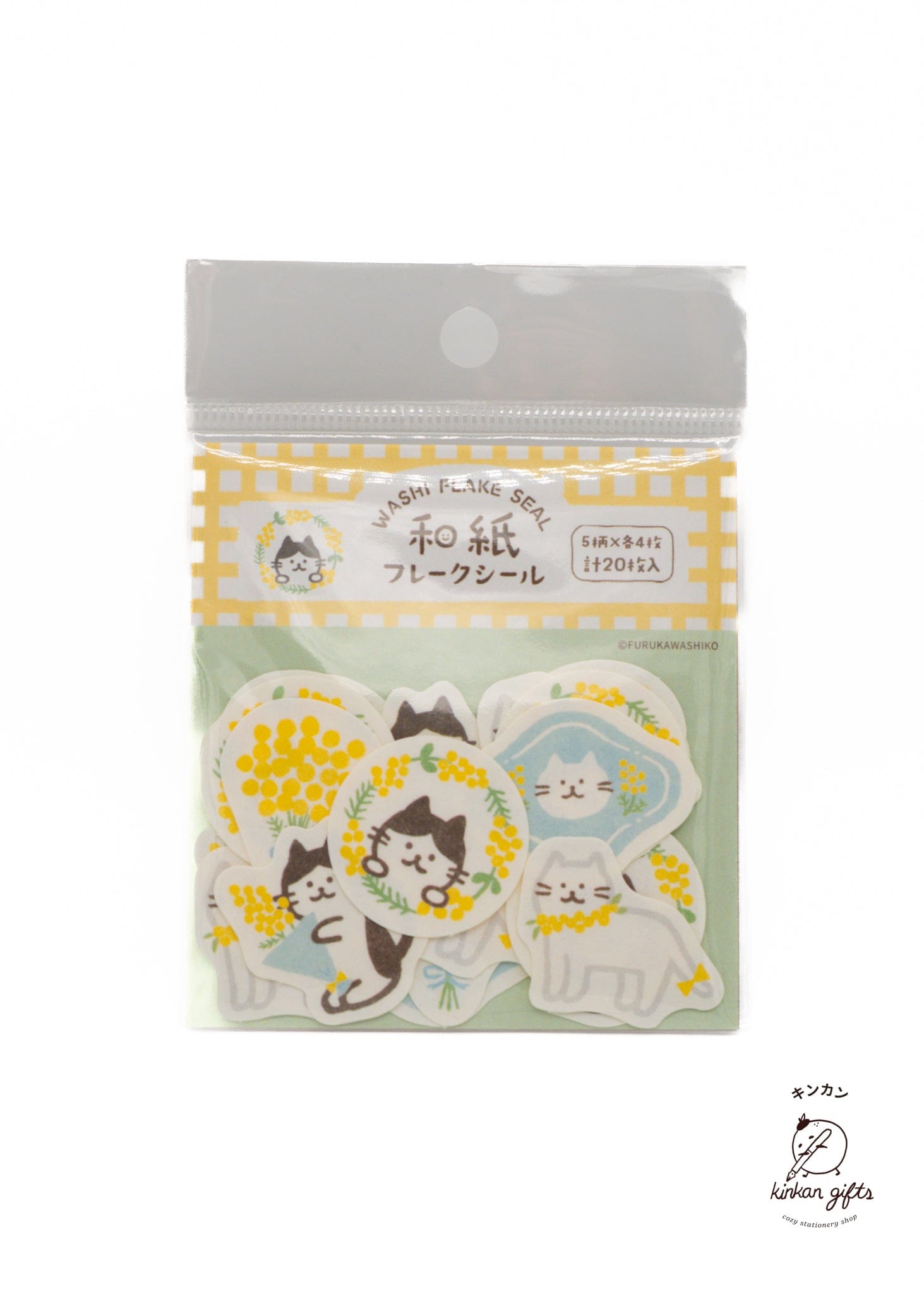 FURUKAWASHIKO Washi Stickers Mimosa Nyan Springtime Washi Flake Stickers - Furukawashiko Limited Time Stickers