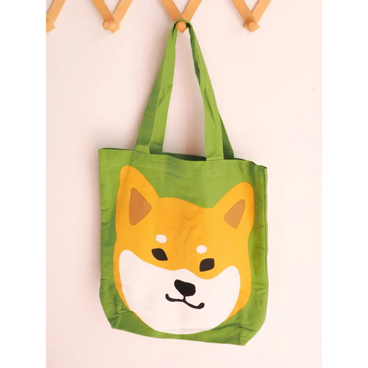 Green Shiba Inu Medium Tote Bag