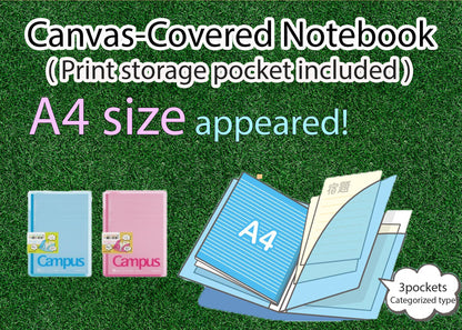 Hakubundo BLUE KOKUYO Campus cover notebook with print storage pocket