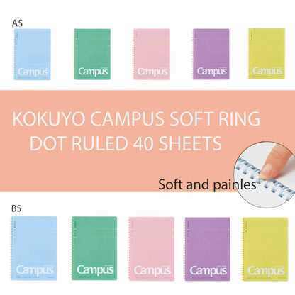 Hakubundo Notebooks & Notepads Purple / A5 Kokuyo Campus Softring Ruled 40 Sheet Notebook