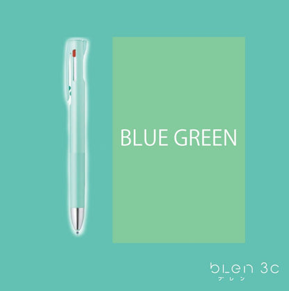 Hakubundo Pens BLUE GREEN / 0.7mm Zebra bLen 3C - 3 Colors Ballpoint Pen