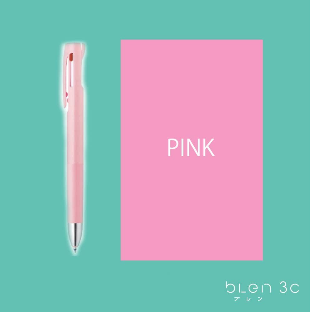 Hakubundo Pens PINK / 0.7mm Zebra bLen 3C - 3 Colors Ballpoint Pen