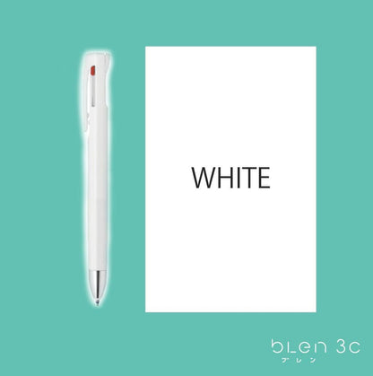 Hakubundo Pens WHITE / 0.7mm Zebra bLen 3C - 3 Colors Ballpoint Pen