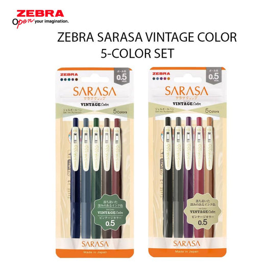 Hakubundo VI2 【Japanese Stationery】ZEBRA GEL PEN SARASA VINTAGE COLOR SET