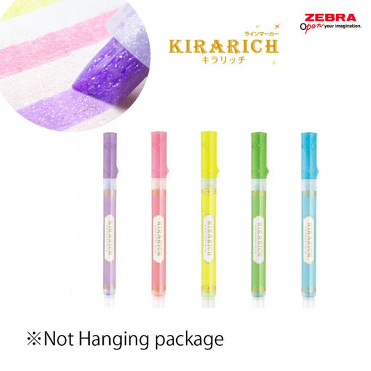 Hakubundo Yellow ZEBRA GLITTER HIGHLIGHTER KIRARICH PEN ※Not Hanging package