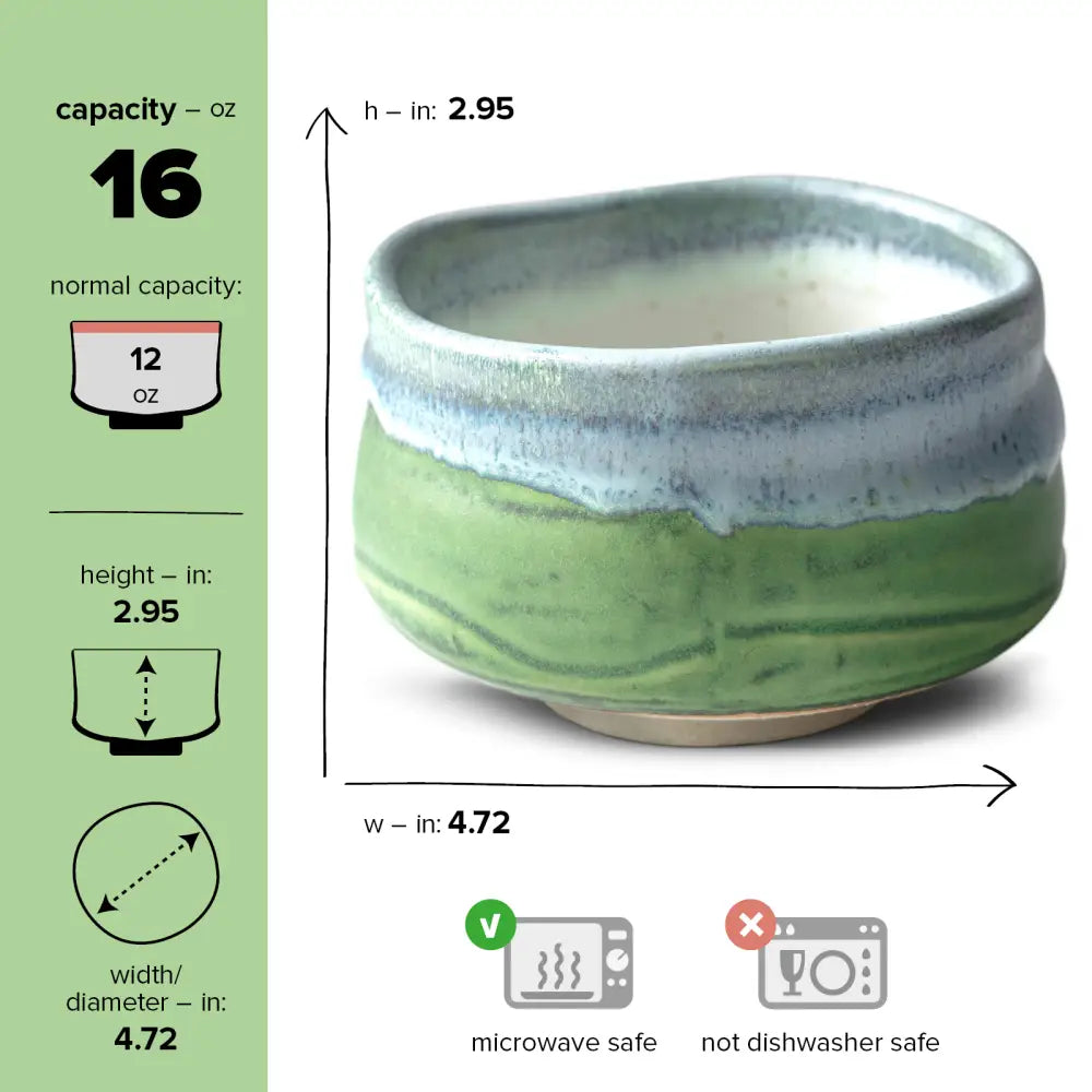 Handmade Japanese Sea Matcha Tea Bowl - Ceramic / 16 oz / Iguchi Deep Sea Matcha Bowl