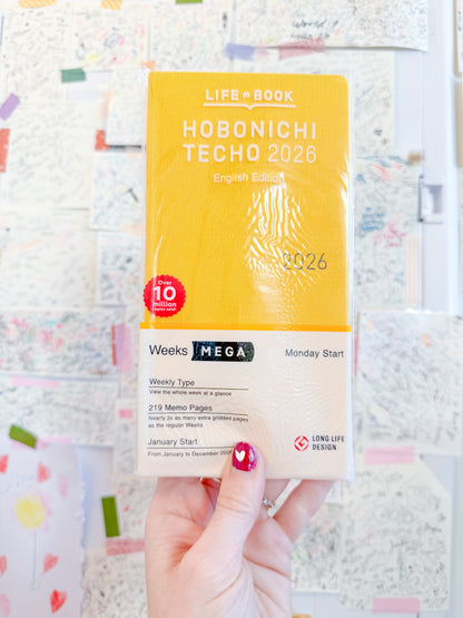 Hightide USA Notebooks & Notepads Full Moon Yellow Hobonichi Techno 2026 Weeks: MEGA