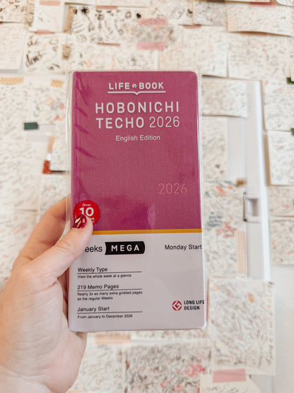 Hightide USA Notebooks & Notepads Peony Purple Hobonichi Techno 2026 Weeks: MEGA