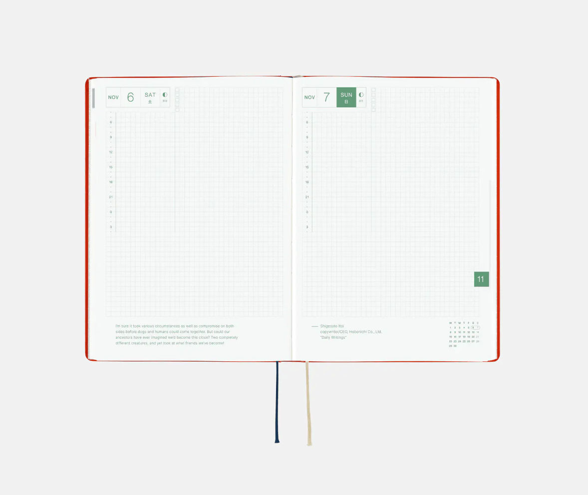 Hightide USA Planners PREORDER - Hobonichi Techo 2027 HON A5 Yumi Kitagishi: White Cat and Rabbit's Tea Room