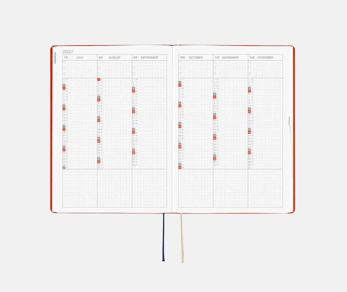 Hightide USA Planners PREORDER - Hobonichi Techo 2027 HON A5 Yumi Kitagishi: White Cat and Rabbit's Tea Room