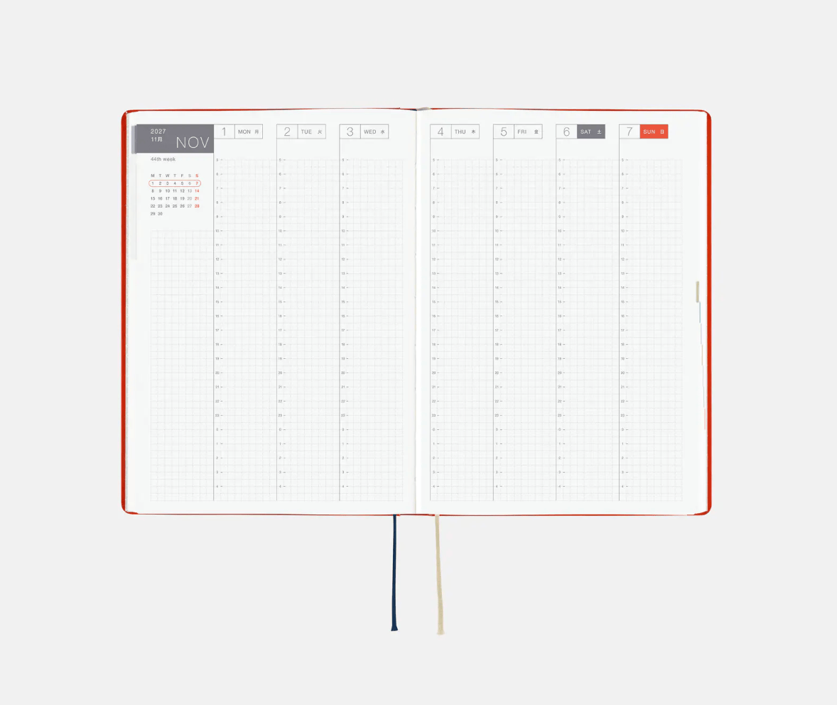 Hightide USA Planners PREORDER - Hobonichi Techo 2027 HON A5 Yumi Kitagishi: White Cat and Rabbit's Tea Room