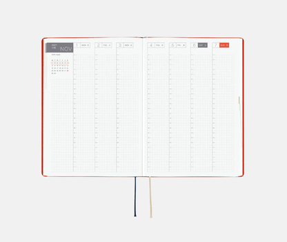 Hightide USA Planners PREORDER - Hobonichi Techo 2027 HON A5 Yumi Kitagishi: White Cat and Rabbit's Tea Room