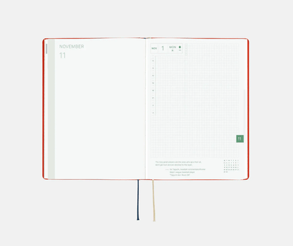 Hightide USA Planners PREORDER - Hobonichi Techo 2027 HON A5 Yumi Kitagishi: White Cat and Rabbit's Tea Room