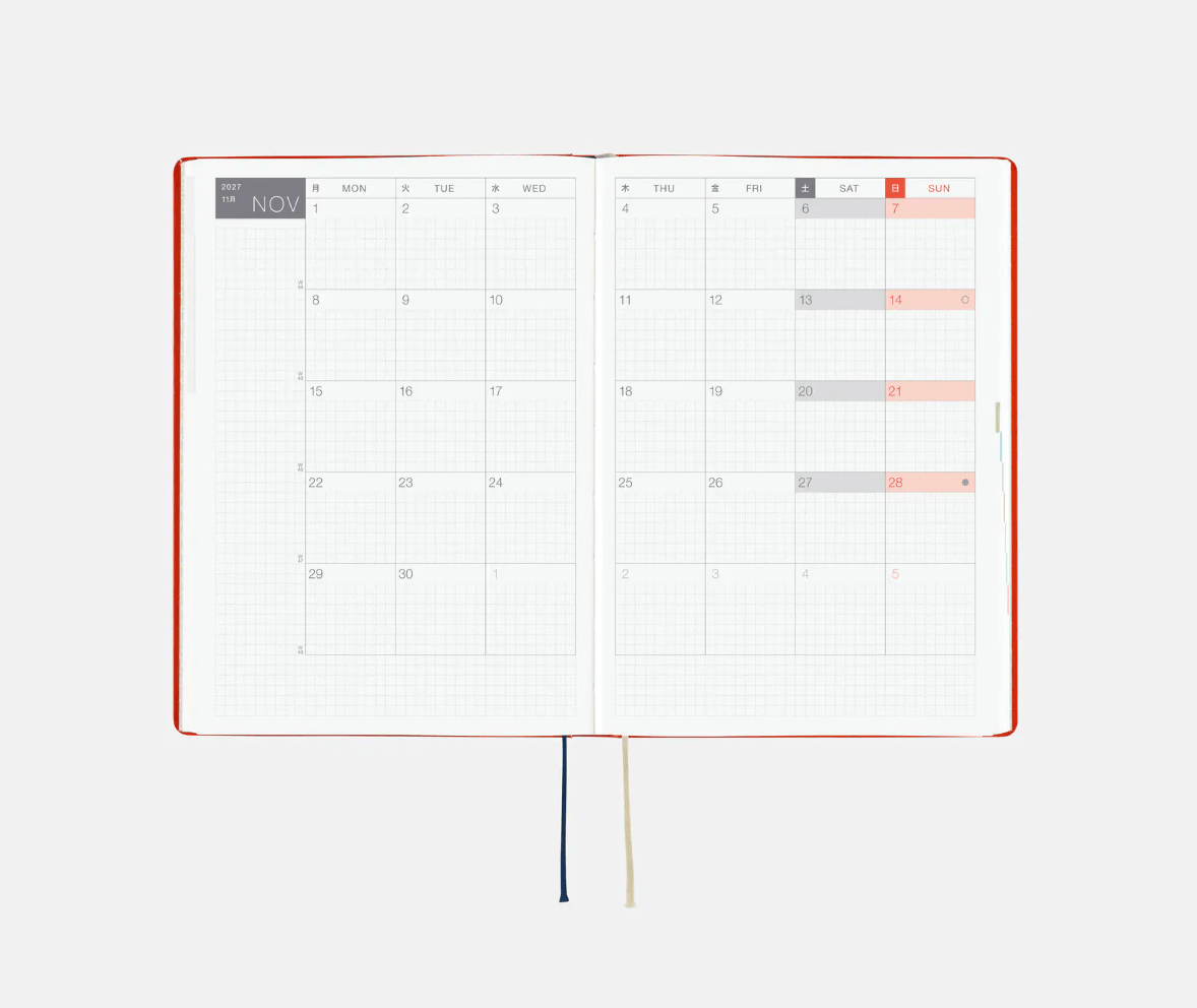 Hightide USA Planners PREORDER - Hobonichi Techo 2027 HON A5 Yumi Kitagishi: White Cat and Rabbit's Tea Room