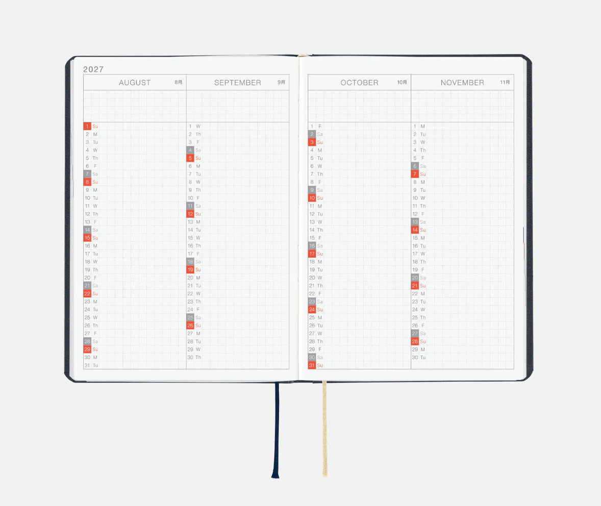Hightide USA Planners PREORDER - Hobonichi Techo 2027 HON A6 Slash: Navy