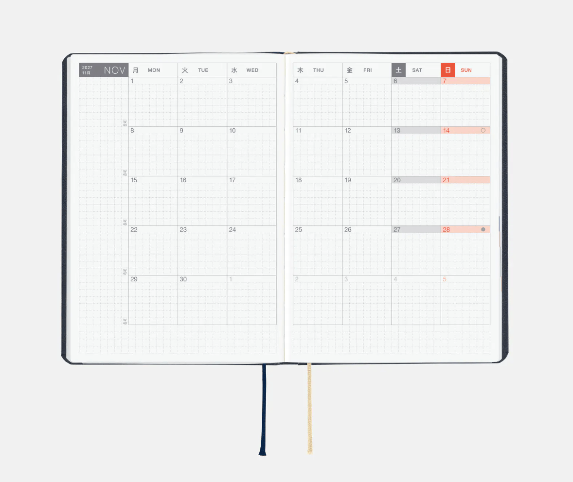 Hightide USA Planners PREORDER - Hobonichi Techo 2027 HON A6 Slash: Navy