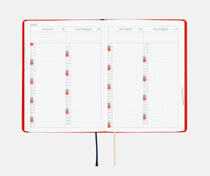 Hightide USA Planners PREORDER - Hobonichi Techo 2027 HON A6 Yumi Kitagishi: White Cat and Rabbit's Tea Room