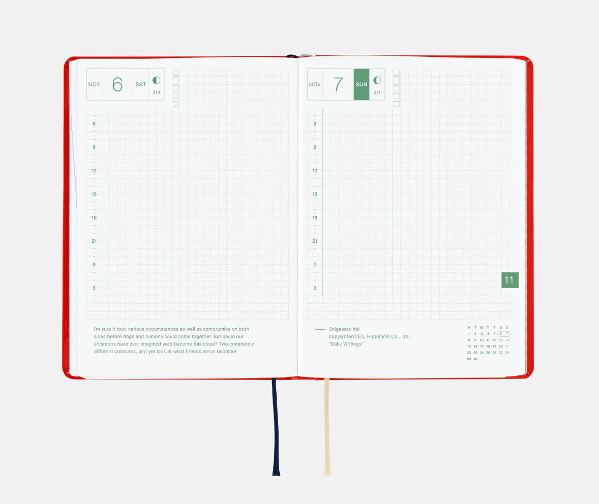Hightide USA Planners PREORDER - Hobonichi Techo 2027 HON A6 Yumi Kitagishi: White Cat and Rabbit's Tea Room