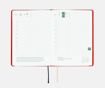 Hightide USA Planners PREORDER - Hobonichi Techo 2027 HON A6 Yumi Kitagishi: White Cat and Rabbit's Tea Room
