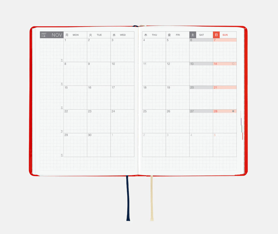 Hightide USA Planners PREORDER - Hobonichi Techo 2027 HON A6 Yumi Kitagishi: White Cat and Rabbit's Tea Room