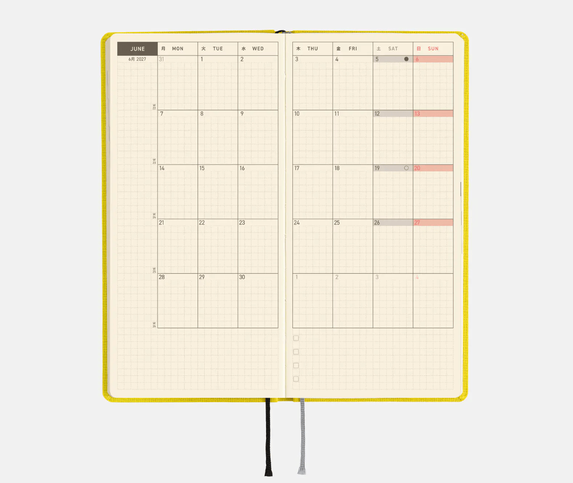 Hightide USA Planners PREORDER - Hobonichi Techo 2027 Weeks Colors: Canaria Yellow