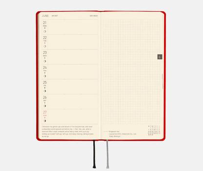 Hightide USA Planners PREORDER - Hobonichi Techo 2027 Weeks Colors: Poppy Red