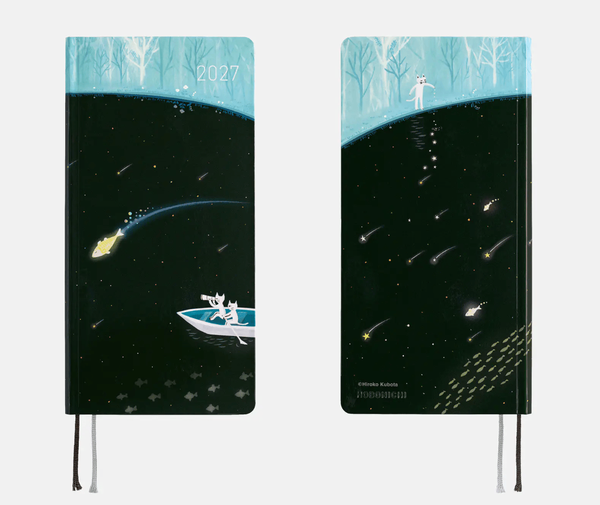 Hightide USA Planners PREORDER - Hobonichi Techo 2027 Weeks Hiroko Kubota: Meteor Shower in the Light Blue Forest