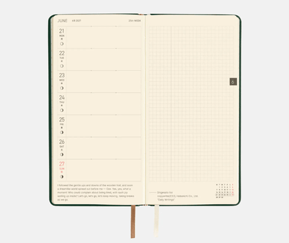 Hightide USA Planners PREORDER - Hobonichi Techo 2027 Weeks Leather: Forest Green