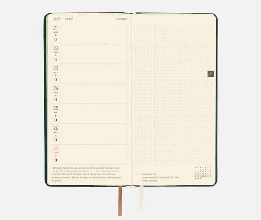 Hightide USA Planners PREORDER - Hobonichi Techo 2027 Weeks Leather: Forest Green