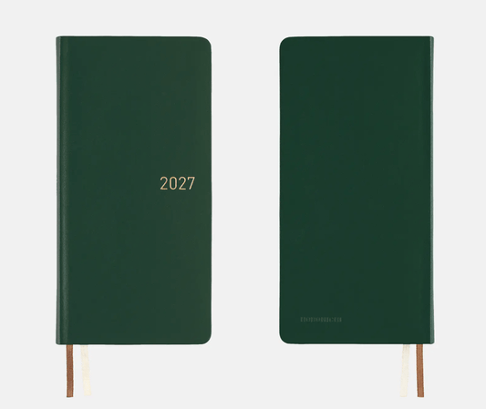 Hightide USA Planners PREORDER - Hobonichi Techo 2027 Weeks Leather: Forest Green