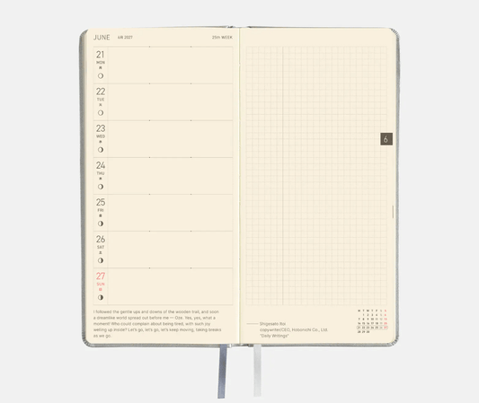 Hightide USA Planners PREORDER - Hobonichi Techo 2027 Weeks Leather: Noble Silver
