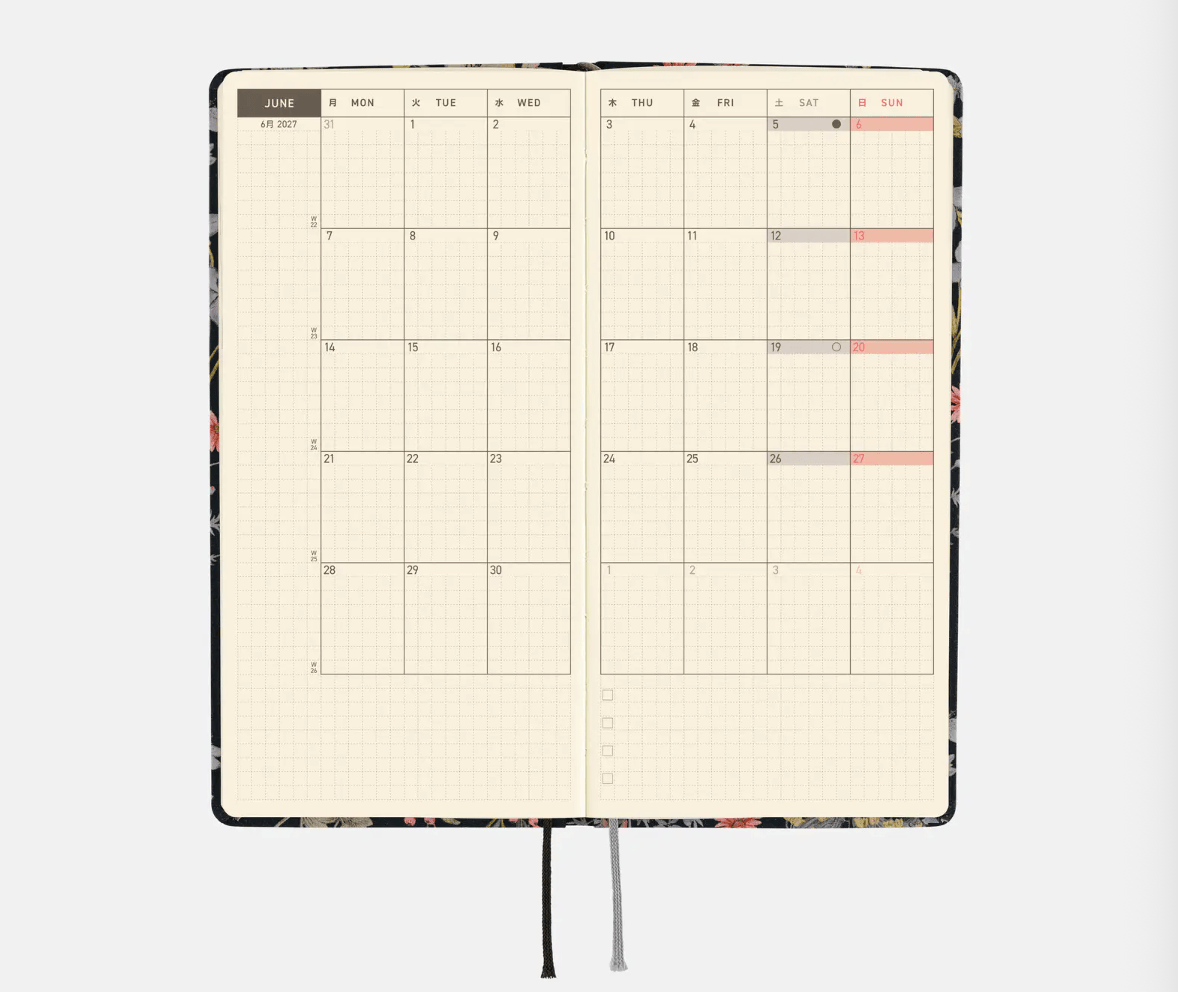 Hightide USA Planners PREORDER - Hobonichi Techo 2027 Weeks Liberty Fabrics: Floral Remedy