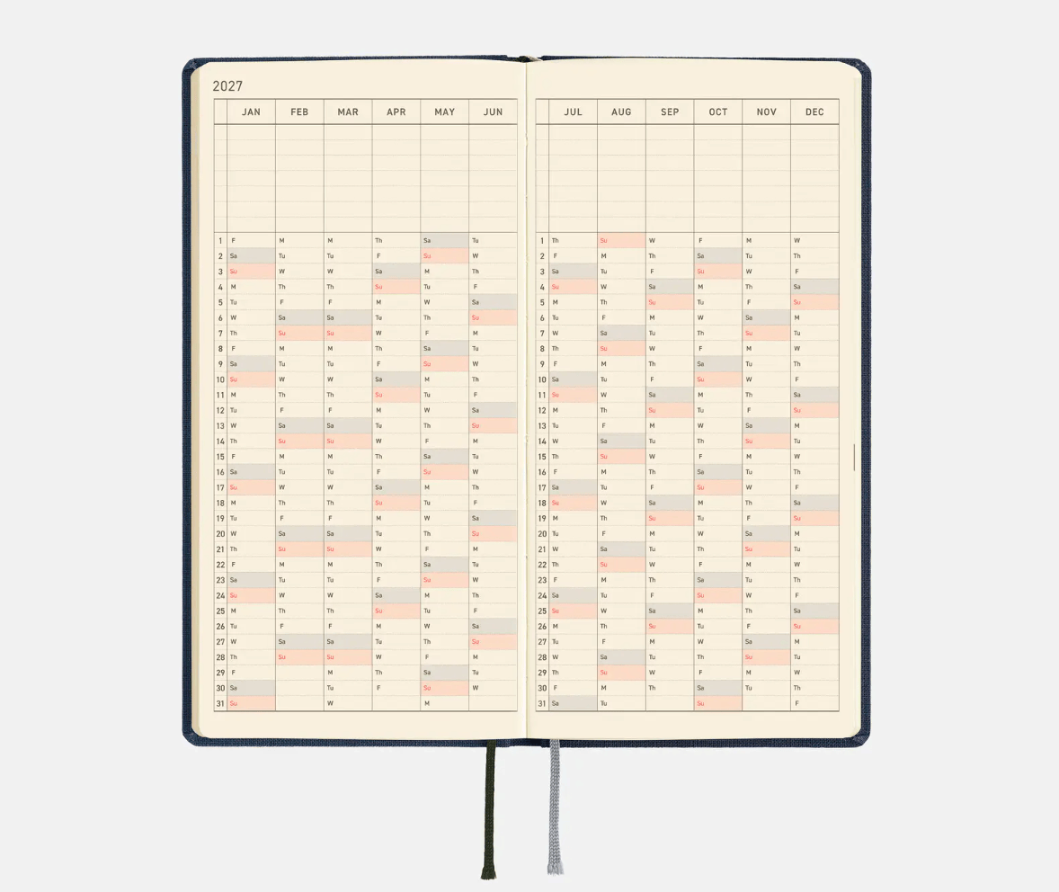 Hightide USA Planners PREORDER - Hobonichi Techo 2027 Weeks MEGA Colors: Midnight Blue