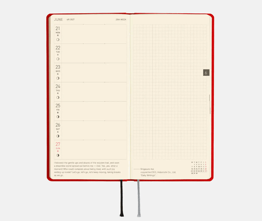 Hightide USA Planners PREORDER - Hobonichi Techo 2027 Weeks MEGA Colors: Poppy Red