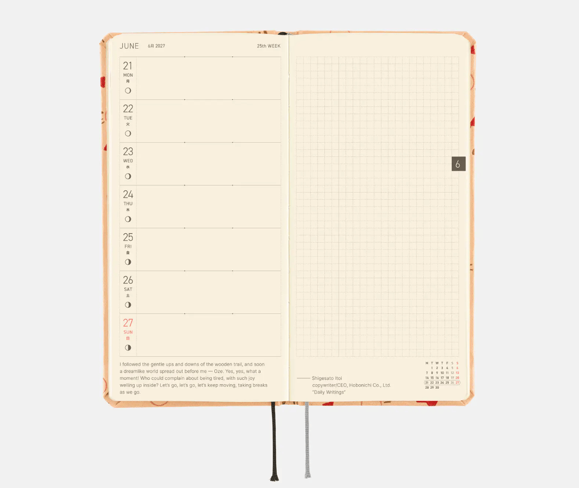 Hightide USA Planners PREORDER - Hobonichi Techo 2027 Weeks MOTHER: Mr. Saturn Pattern
