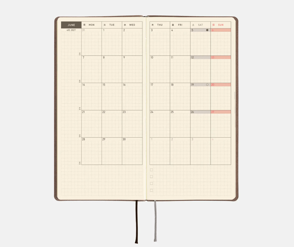 Hightide USA Planners PREORDER - Hobonichi Techo 2027 Weeks Smooth: Cafe au Lait