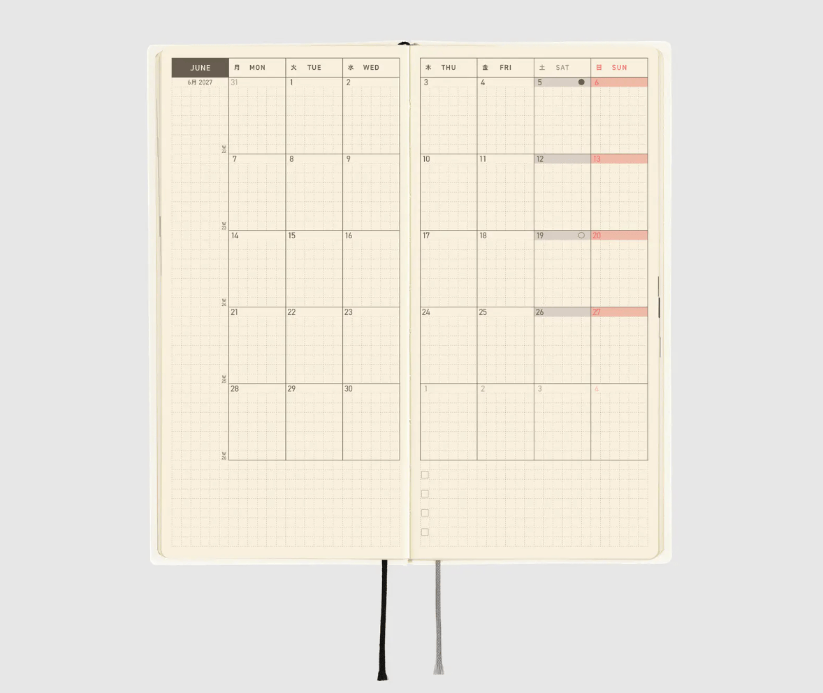 Hightide USA Planners PREORDER - Hobonichi Techo 2027 Weeks White Line: Ivory