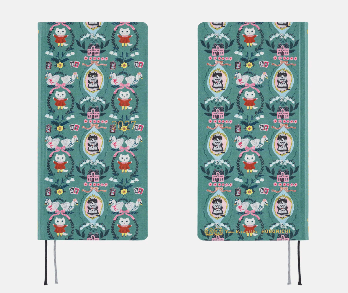 Hightide USA Planners PREORDER - Hobonichi Techo 2027 Weeks Yumi Kitagishi: White Cat Wallpaper