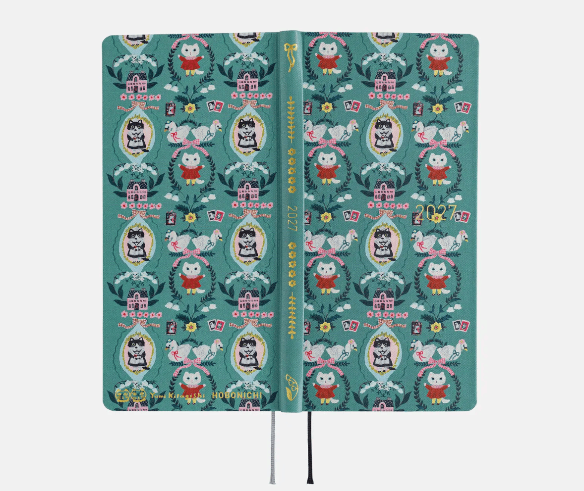 Hightide USA Planners PREORDER - Hobonichi Techo 2027 Weeks Yumi Kitagishi: White Cat Wallpaper