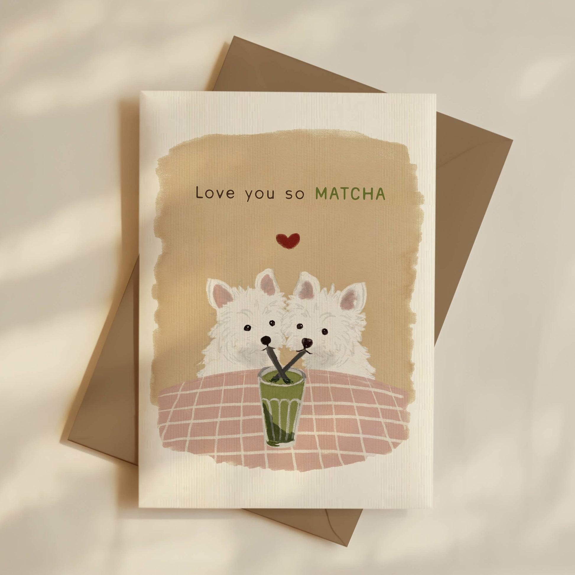 HOSHI Love You So Matcha Card | Cute Dog Love Card | Matcha Illust