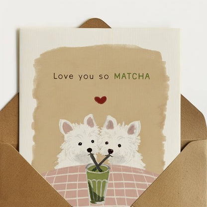 HOSHI Love You So Matcha Card | Cute Dog Love Card | Matcha Illust